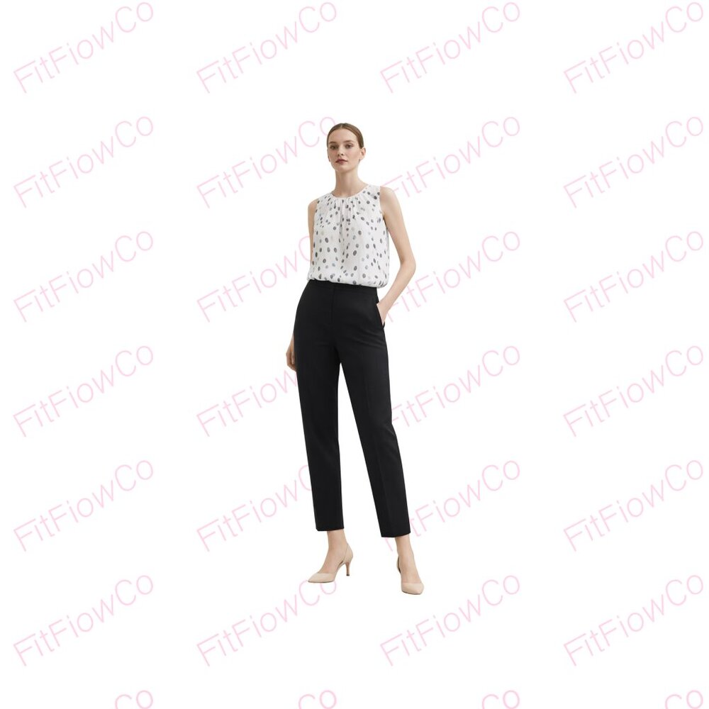 Calvin Klein Sleeveless Sheer Polka Dot Blouse Metallic Detail Size M NWT